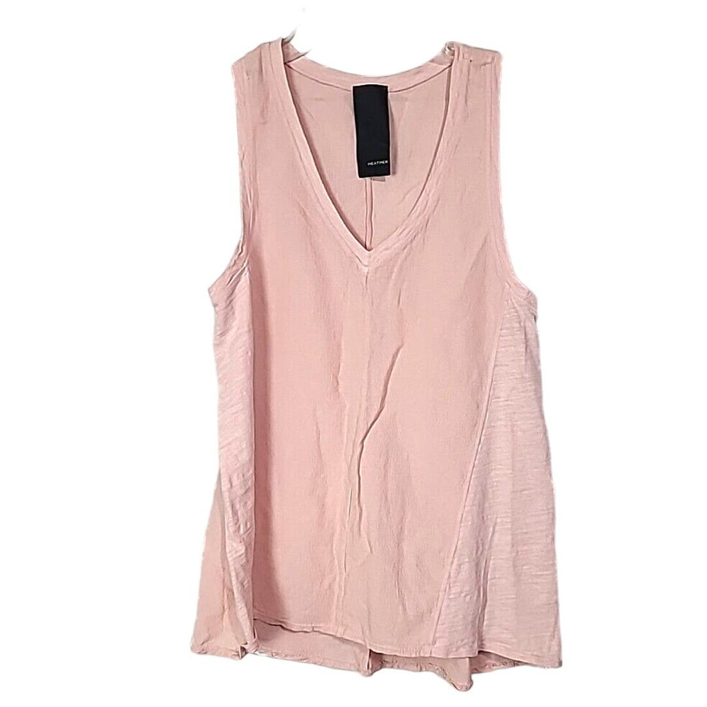 Heather Clothing Brand Pink V-Neck Soft Knit Sleeveless‎ Tank Top Womans Small